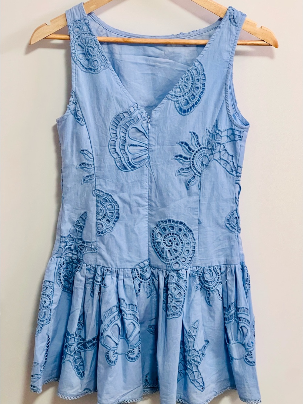 Caroline Constas Light Blue Sleeveless Eyelet Drop-Waist embroidered Mini 2 NWT - Picture 7 of 9